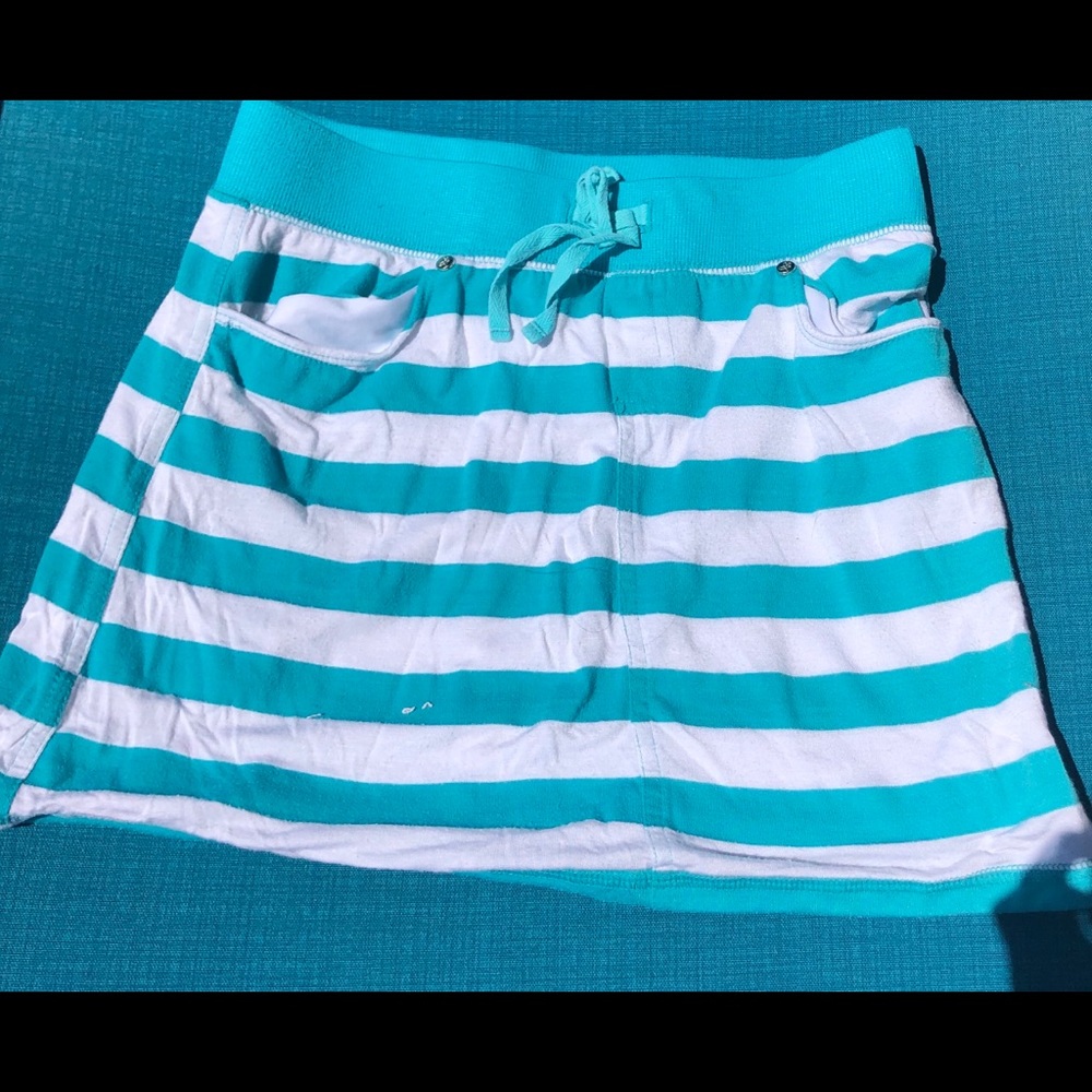 Blue and white stripped skirt